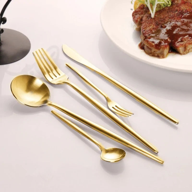 Elegant Gold Stainless Cutlery Set